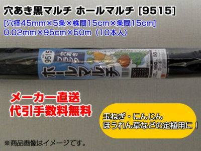 個人宅配送OK シンセイ ﾎｰﾙﾏﾙﾁ 黒マルチ 9515 0.02mm X 95cm X 50m 10本 穴あきマルチ 5列 農業資材 家庭菜園 マルチング マルチシート タマネギ ニンジン ほうれん草 ニンニク
