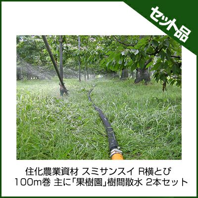 住化農業資材 スミサンスイ R横とび 100m巻 主に「果樹園」樹間散水 2本セット 潅水チューブ 灌水チューブ