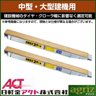 【法人様限定・個人宅配送不可・代引不可】5t アルミブリッジ 2本 日軽 油圧ショベル(ユンボ)等 NP05-22 【ツメ式】【全長2200×全幅240(mm)】【220cm 24cm 5t】【最大積載5t】【A寸法100~129mm】【5トン】【国産・日本産】【木張り・板張り】【2.2m】